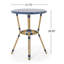 Ensemble bistro français raffiné en rotin et aluminium 3 pièces, bleu sarcelle foncé et blanc, et fini bambou