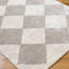 Grey Modern Washable Shaggy Rug, Chequered Anti-Slip Rug For Living Room, Dining Room, Bedroom, Kitchen-1147706031