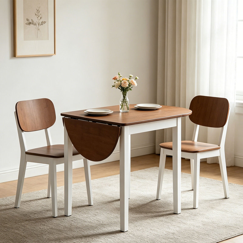 55" Extendable Solid Wood Kitchen Table , Oval Drop Leaf Tables For Small Spaces, Folding Dining Table For 4-6 People