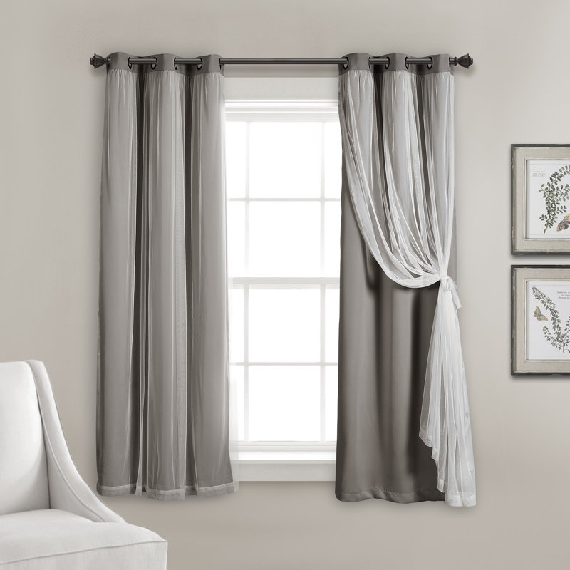 Blackout Curtain Pair, Light Gray, 38" W x 45" L