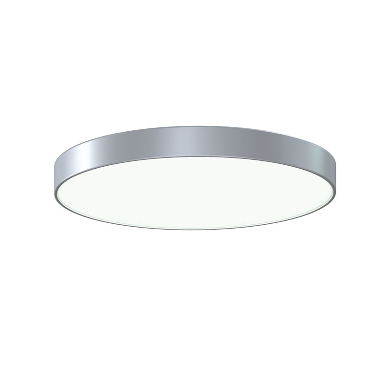 Pi LED Flush Mount, Bright Satin Aluminum, 4" H x 23.75" W x 23.75" D, 3500K