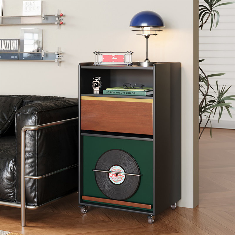 A Chinese-style solid wood sliding side cabinet, Black/Brown/Green