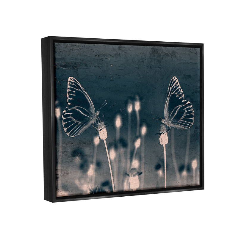 «Gracie Oaks Abstract Grey Butterflies Meadow», art mural sur toile flottante par Kim Allen, H 25 po x l 31 po x P 1,7 po