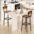 Set Of 2 Modern Industrial Counter Height Bar Stools With Backrest And Footrest, Rustic Brown