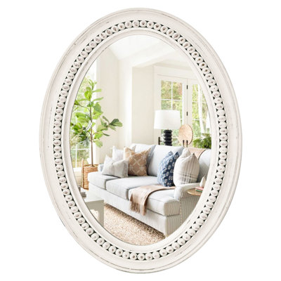 Miroir mural ovale en bois