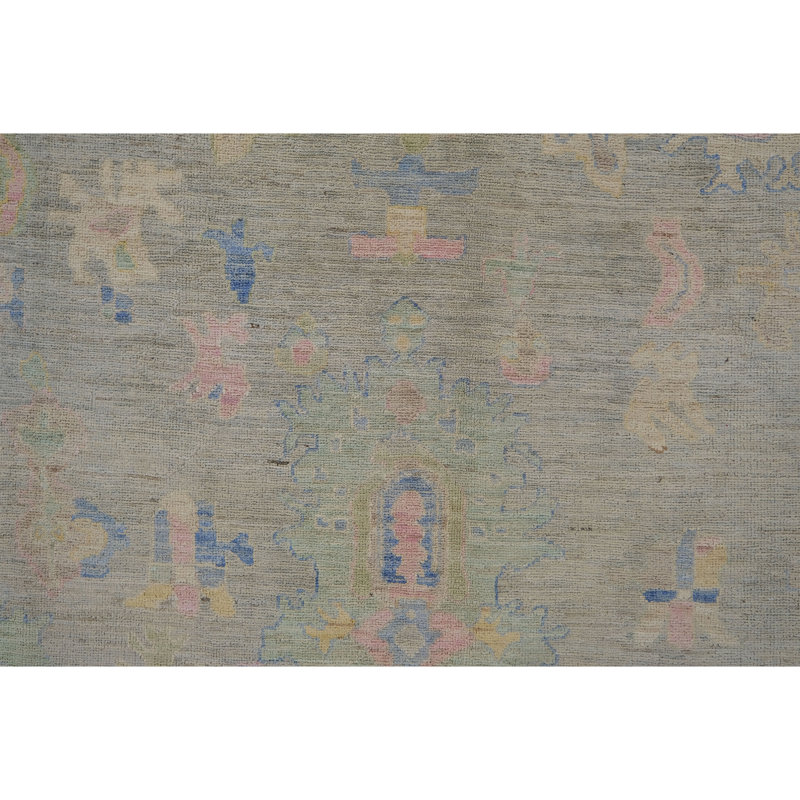 Hand Knotted Wool Area Rug in Sea Green
