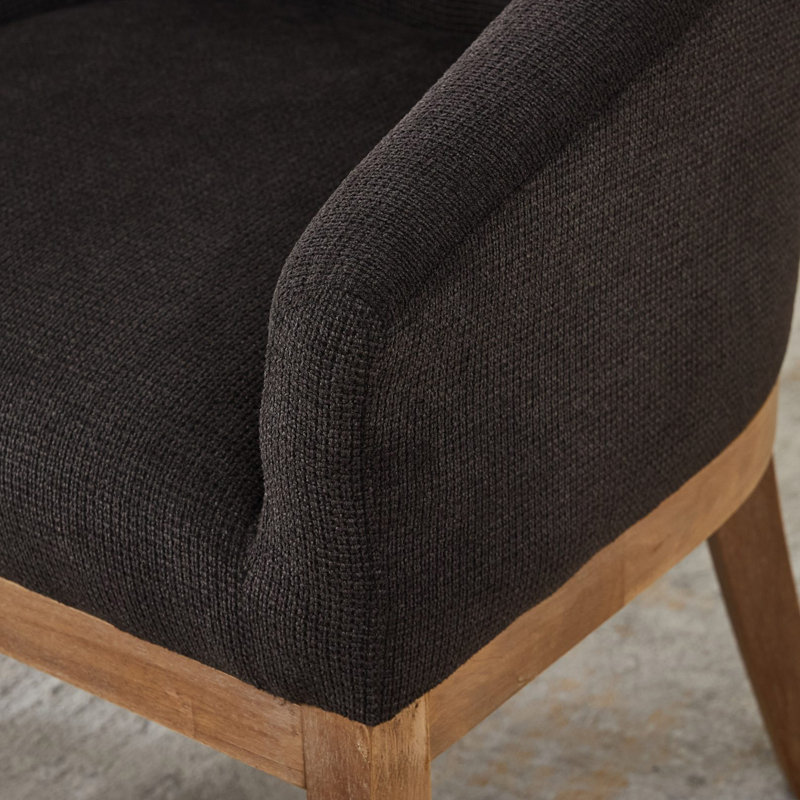 Chaise rembourrée de style Mid-Century pour la cuisine et la salle à manger avec accoudoirs, Noir