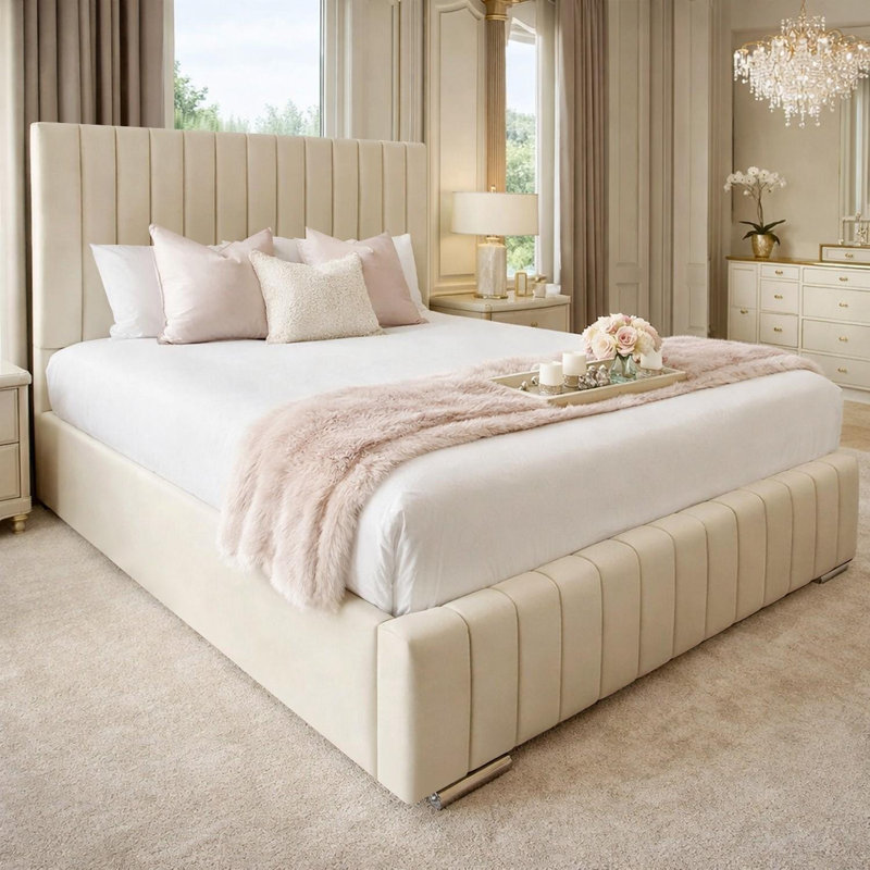 Upholstered Bed, Cream, Single (3')