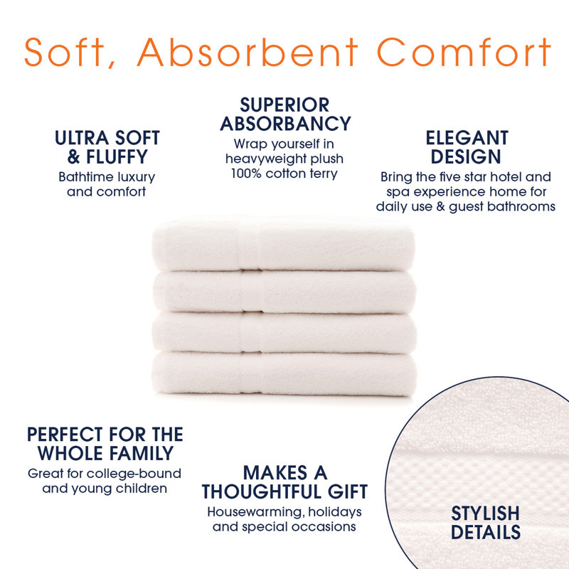 Harter Cotton Midweight Bath Towel, White
