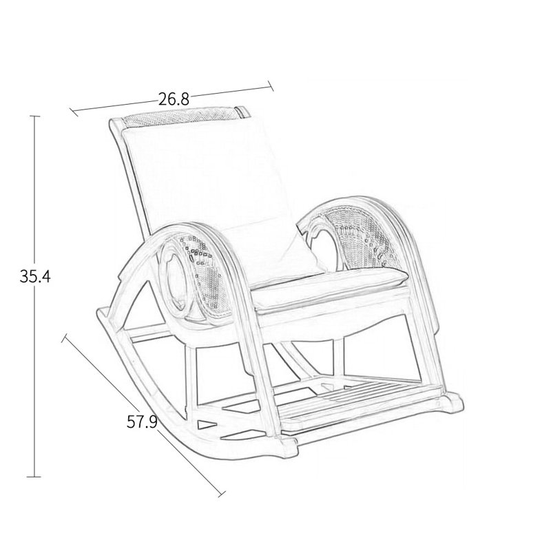 Chaise berçante en rotin véritable