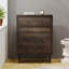 Commode à 4 tiroirs avec des pieds en faux bois et en bois d'hévéa, offrant un grand espace de rangement et un look Mid-Century moderne.-442471207