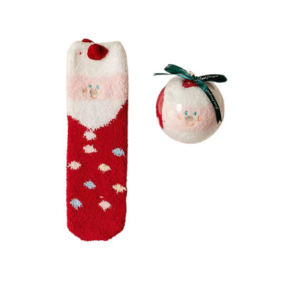 Christmas Decorations Winter Coral  Loop Socks Women's Christmas Half  Home Socks