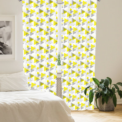 Geometric Semi-Sheer Rod Pocket Curtain Panels