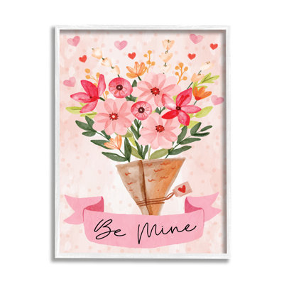 Be Mine Romantic Valentine's Bouquet by ND Art - Floater Frame Graphic Art on Wood