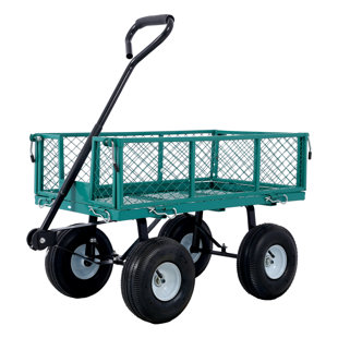 550Lb Capacity Steel Garden Cart With Removable Mesh Sides And 10Inch Pneumatic Tires 3 Cubic Foot Utility Cart For Yard Work And Landscaping