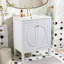 Meuble-lavabo blanc de 30 po sans assemblage requis avec lavabo en céramique, deux portes à fermeture en douceur et tablette réglable, style campagne moderne