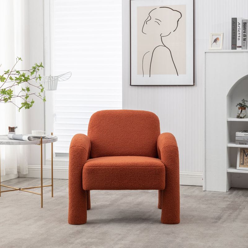 Upholstered Armchair, Orange 100% Polyester