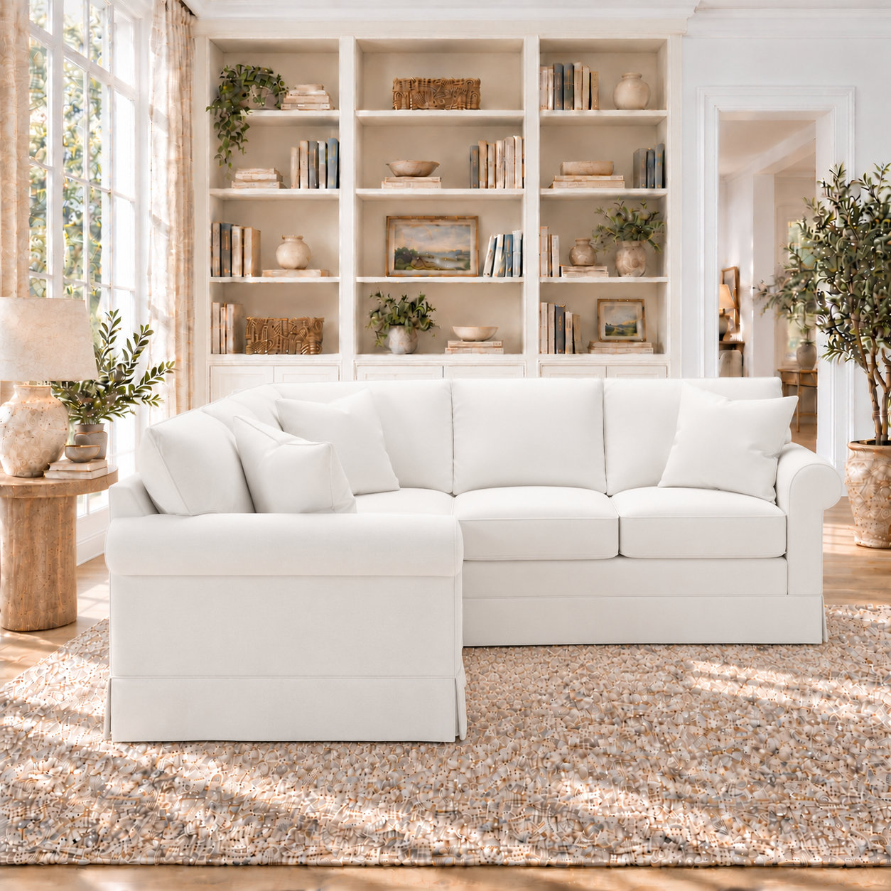 Friedman Corner Sectional, Macarena Light Gray Canvas