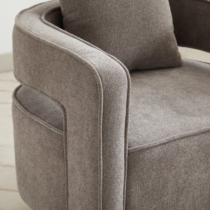 Davidanthony Upholstered Swivel Barrel Chair, Charcoal Polyester