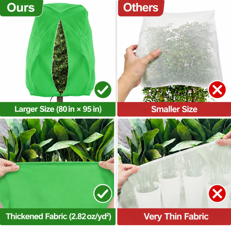 Ensemble de 2 housses de protection contre le gel pour les plantes et les arbres avec fermeture à glissière et cordon, Vert