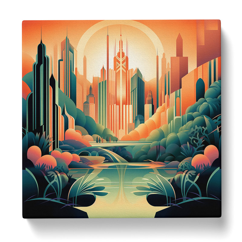 Landscape Art Deco No.5 - Wrapped Canvas