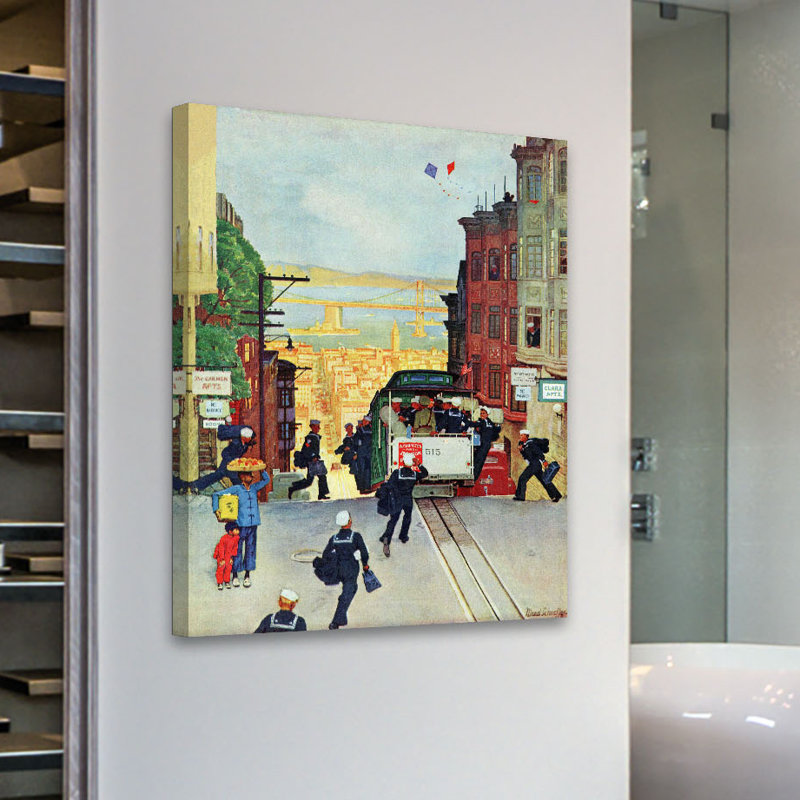 «San Francisco Cable Car» par Mead Schaeffer, reproduction sur toile tendue, H 52 po x l 40 po