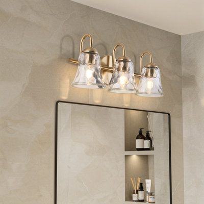 Éclairage pour meuble-lavabo de salle de bain à 3 lumières à intensité variable en fer Ludovia