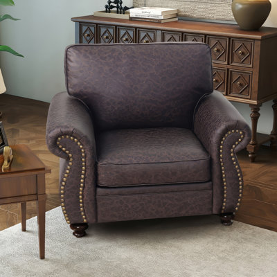42" W Transitional Modern Soft Armchair with Solid Wood Legs