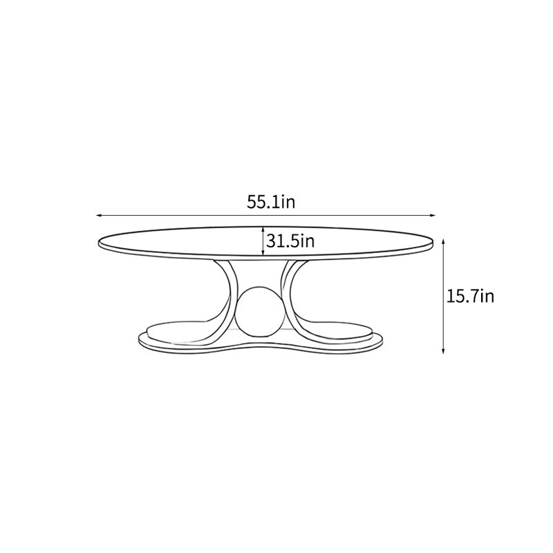 Modern simple coffee table, 15.7" H x 55.1" L x 31.5" W, Gold