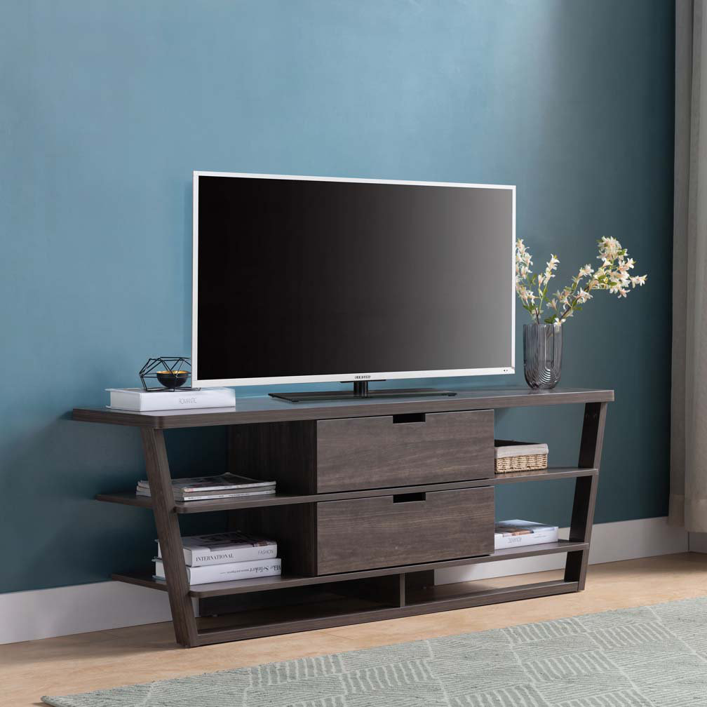Wrought Studio™ TV Stand with Four Open Shelves and Two Drawers with ...