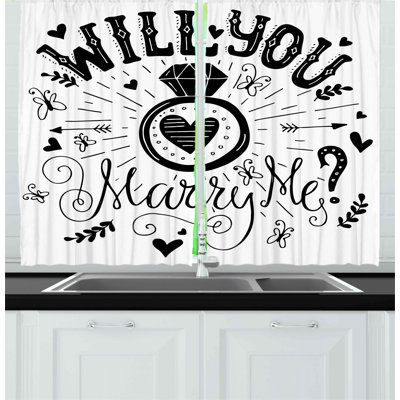 No Pattern and Not Solid Color Pointed Kitchen Curtain