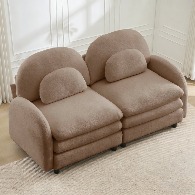 Canapé rembourré Cloud, causeuse modulaire, tissu en peluche, Chameau