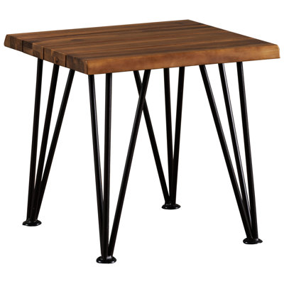 Rustic Accent Table With Metal Legs And Wood Top, Delightful, 18"x18"x18", Nuance Switch Patio Side Wood, Legs, Pleasant, Hue Different