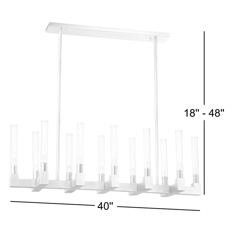 Luminaire suspendu linéaire à 12 lumières pour îlot de cuisine Rylie, Nickel