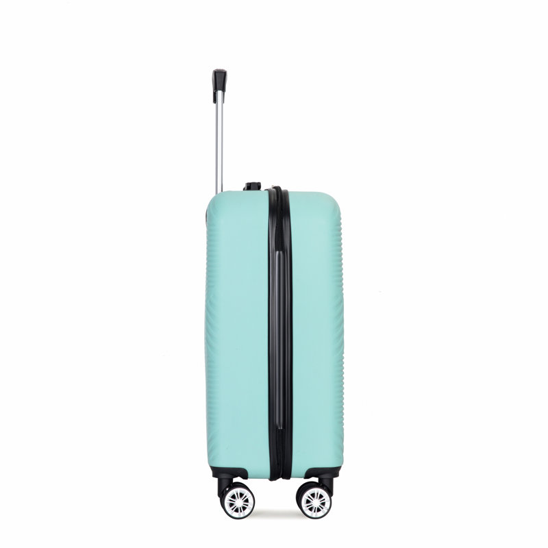 Valise légère 4 pièces en ABS, boîte de maquillage de 14 pouces, roues d'avion (14/20/24/28) BLEU CLAIR