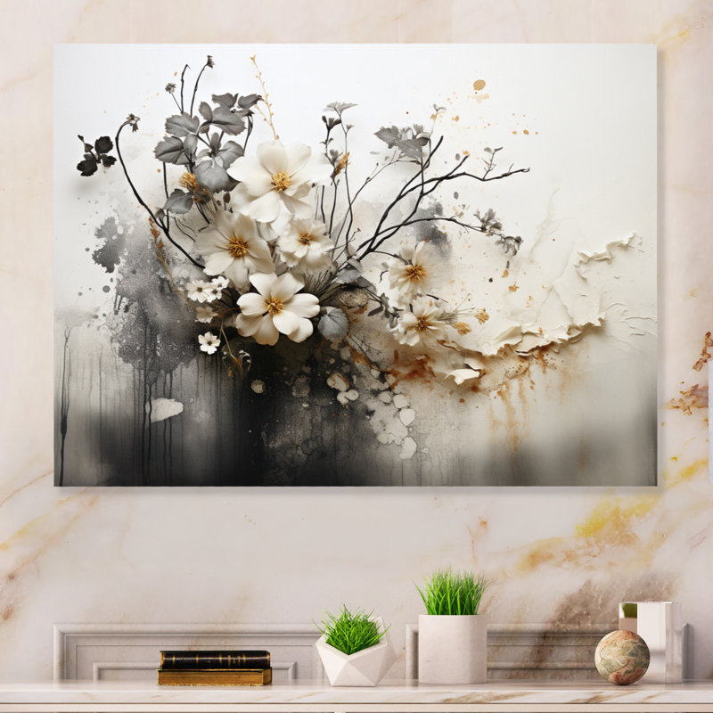 Bohemian Earthly Floral Collage I - impression abstraite sur métal, H 16 po x l 32 po