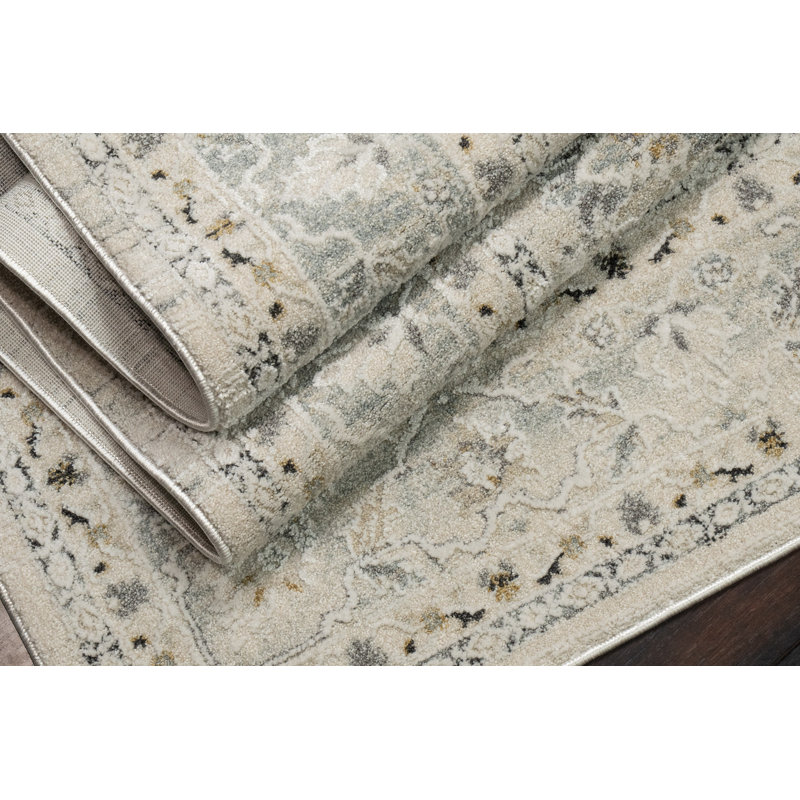Annalise 2,2 x 7,7 7605-105 crème / bleu, Tapis de couloir 2 pi 2 po x 7 pi 7 po