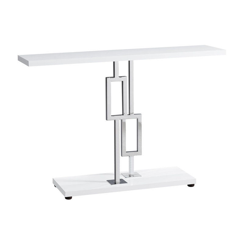 Table d'appoint, console, vestibule, étroit, canapé, salon, chambre à coucher, stratifié blanc brillant, métal, contemporain, moderne