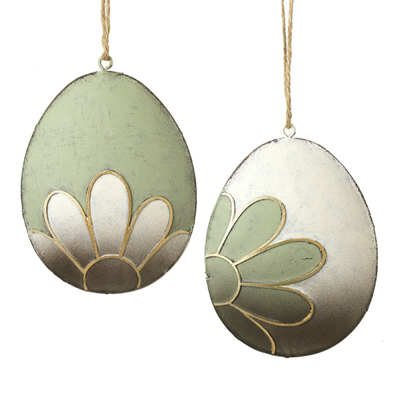 Floral Metal Egg Hanging Decs Mix 2