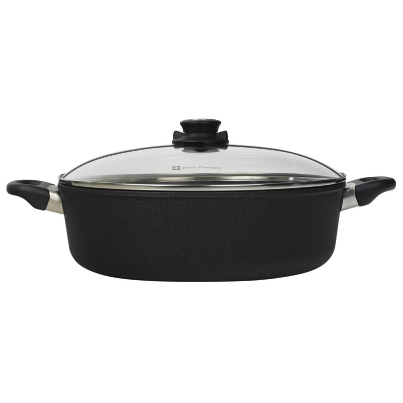 Non-Stick Aluminum Round Braiser with Lid, 7.2 Qt.
