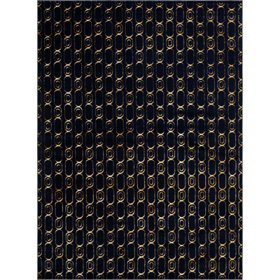 Tapis contemporain bleu marine et doré Vincente