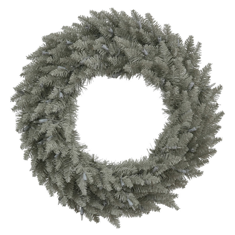 Couronne de Noël artificielle en PVC, H 24 po x l 24 po x P 3 po, Gris