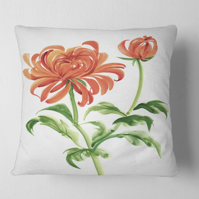 Coussin décoratif rétro imprimé fleur d'oranger, 18" x 18"