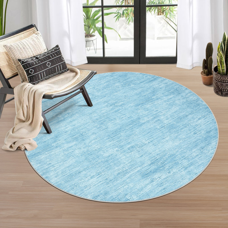 Washable Solid Color Textured Thin Indoor Rug, Low Pile Area Rug with Soft Surface, Non Slip Backing, Easy Clean Design for Living Room, Bedroom, Dorm, Home Office