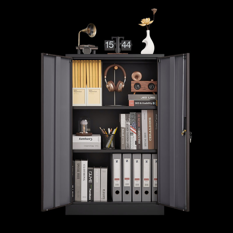 Metal Storage Cabinet With Locking Doors And Adjustable Shelf, Folding Filing Storage Cabinet For Home Office,School,Garage