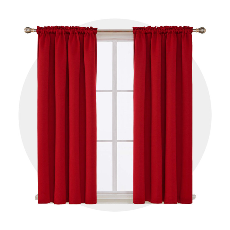 Solid Room Darkening Thermal Single Curtain Panel, Red, 42" W x 54" L