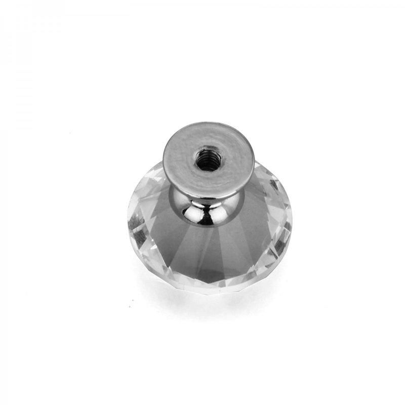 Boutons d'armoire en verre, tiroir transparent, tête de diamant, projection de 1 po