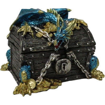 Figurine décorative de boîte à bijoux enchaînée à un coffre au trésor