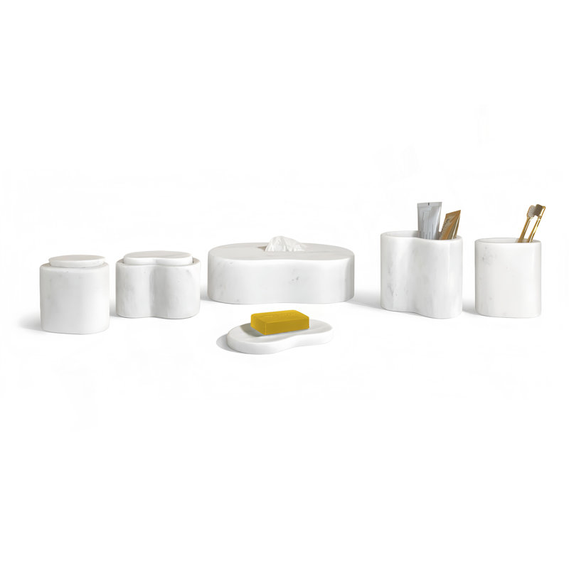 White Natural Marble Bathroom Accessories Set, Natural Stone, Genuine Marble, Real Marble