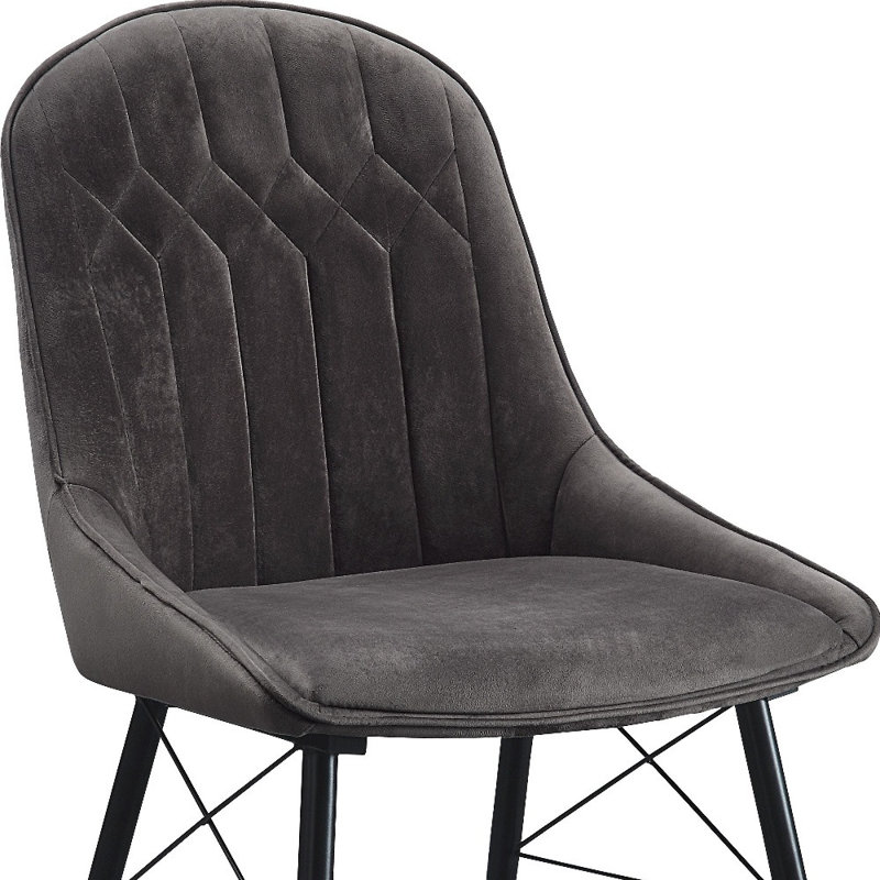Ensemble de deux chaises d'appoint en tissu capitonné gris et noir
